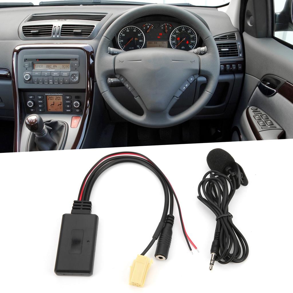 Bluetooth 5.0 AUX-kabeladapter med mikrofon Handsfree Erstatning for Fiat 500/Grande Punto/Qubo/Fiorino