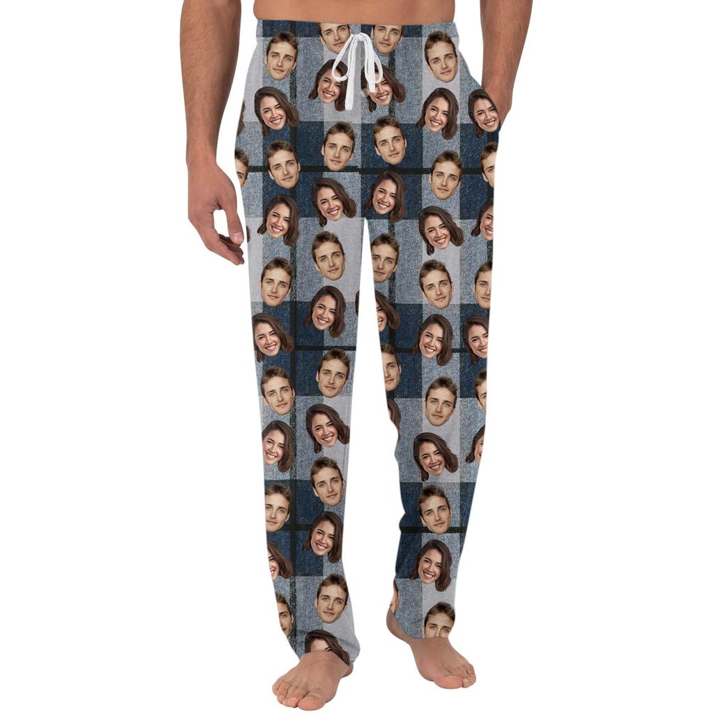 Men's Custom Pajama Pants with Pockets, Casual Long Sleep Pants for Home