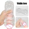 Transparent Double Head Airplane Bottle Yin Anal Double Head Available Soft High Transparent Male Sucking Juice Airplane Bottle Sex Product