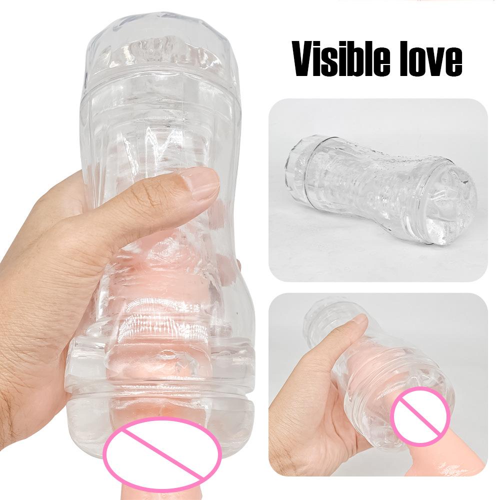 Transparent Double Head Airplane Bottle Yin Anal Double Head Available Soft High Transparent Male Sucking Juice Airplane Bottle Sex Product