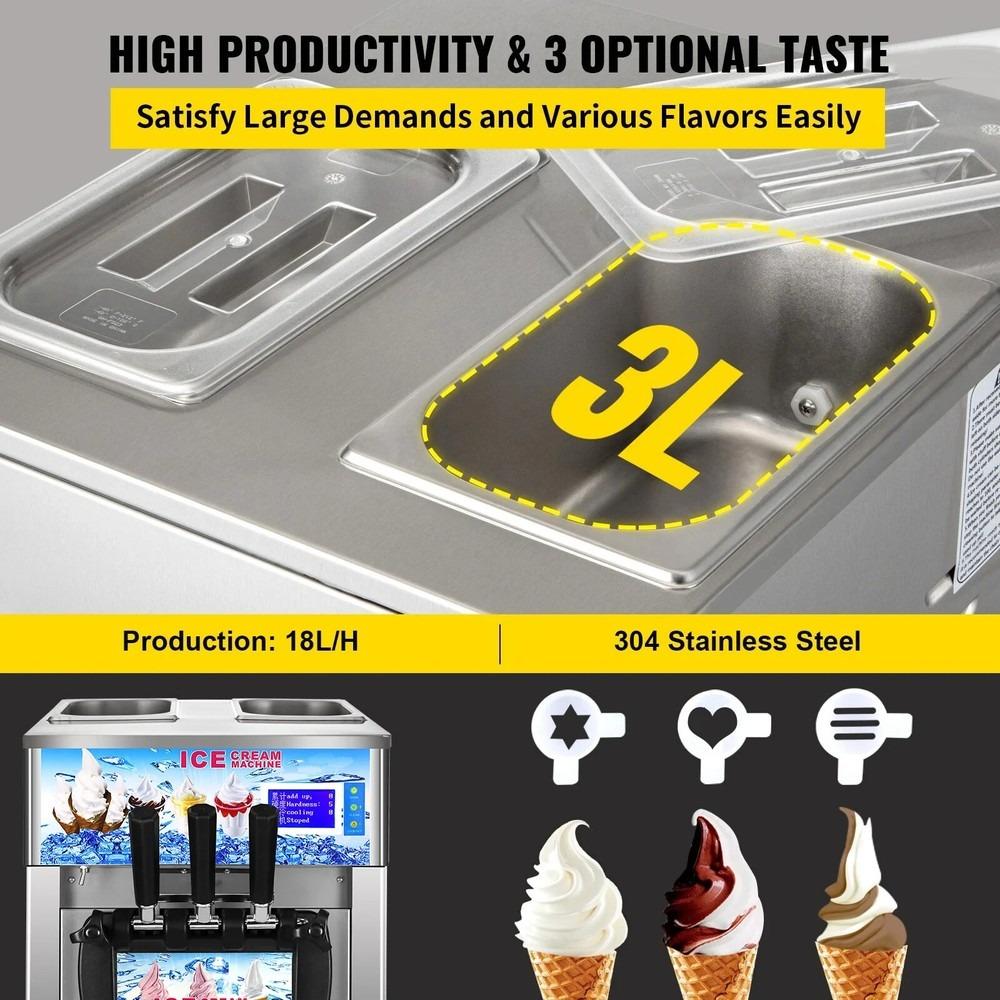 Commercial Ice Cream Machine 18L/H 1200W Countertop Soft Serve Maker