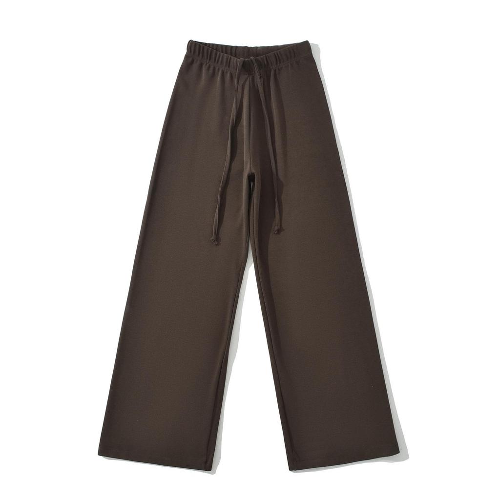 American Style Low Waist Wide Leg Drawstring Pants - Casual, Loose, Floor-Length Sportswear