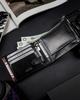 Slim Men's Wallet Made of Natural Grain Leather with a Zipper Compartment - Rovicky