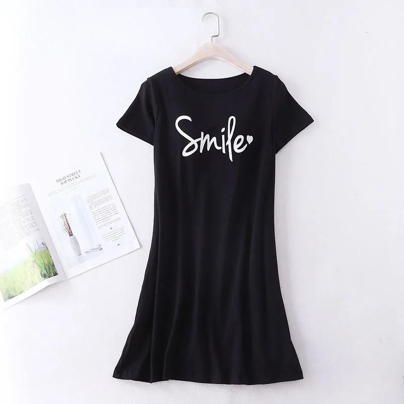 Cotton Chest Padded Short Sleeved Nightgown Sleepwear One-piece Loose Oversized Letters Printed Women's Summer Home Nightgown