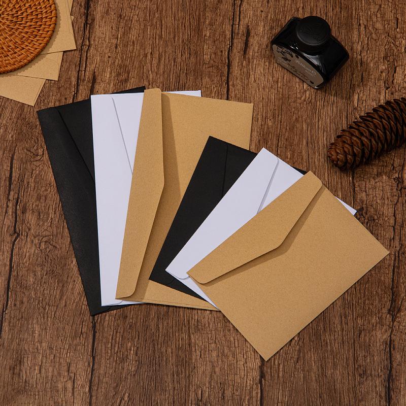 10Pcs European Blank Retro Kraft Paper Envelope 22 * 11cm Self-adhesive White Kraft Paper Envelope Bag