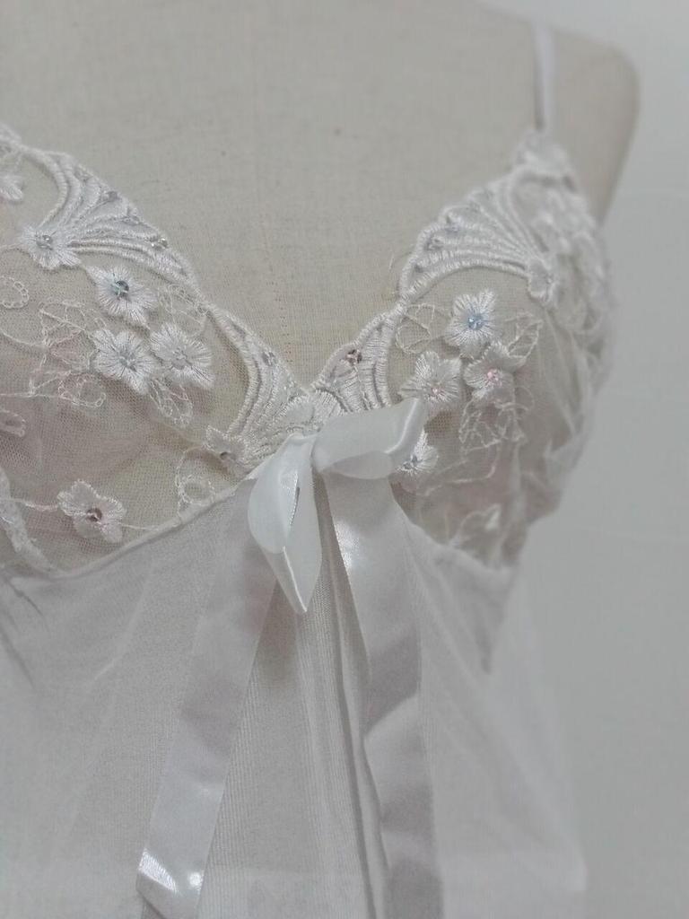 Plus Size Lace Nightgown - Sexy Transparent Mesh Lingerie