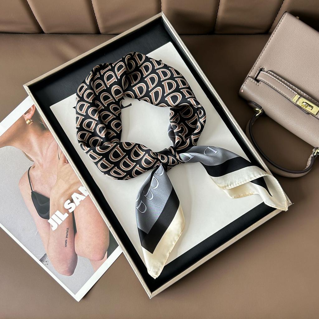 Hedvábný šátek pro ženy, módní všestranný, vysoký smysl, 70 čtverečních stop, ochrana krku, šátek, retro šátek, taška