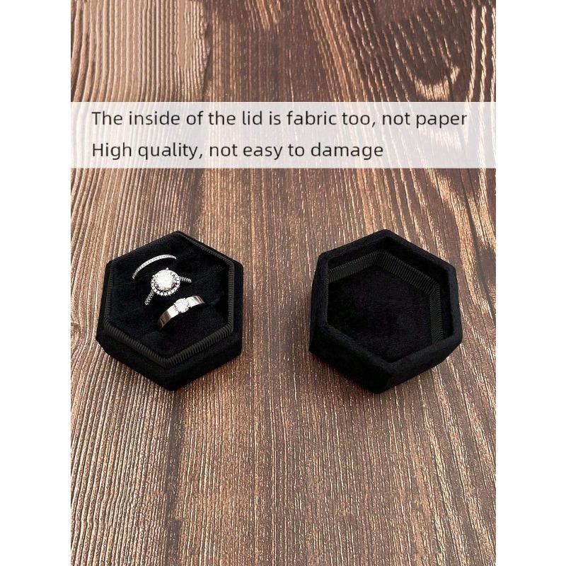 Velvet Ring Box, Hexagon 3 Slots Triple Slot Ring Box, Wedding Day Ring Box For Wedding Ceremony Wedding Ring Holder Ring Box