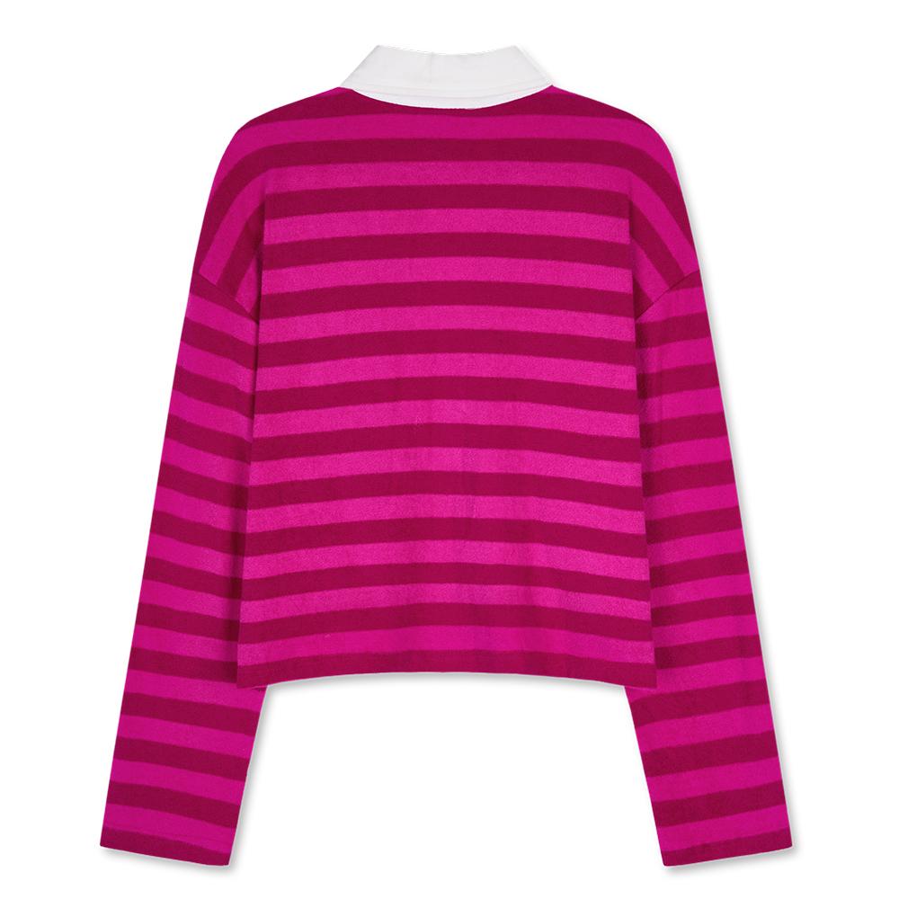 NAKED SURF CLUB Terry Stripe Collared T-Shirt (Pink)