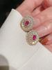 Ciondolo in Argento Placcato Oro e Orecchini con Rubini e Madreperla Naturale, Stile Vintage Antico per Donna