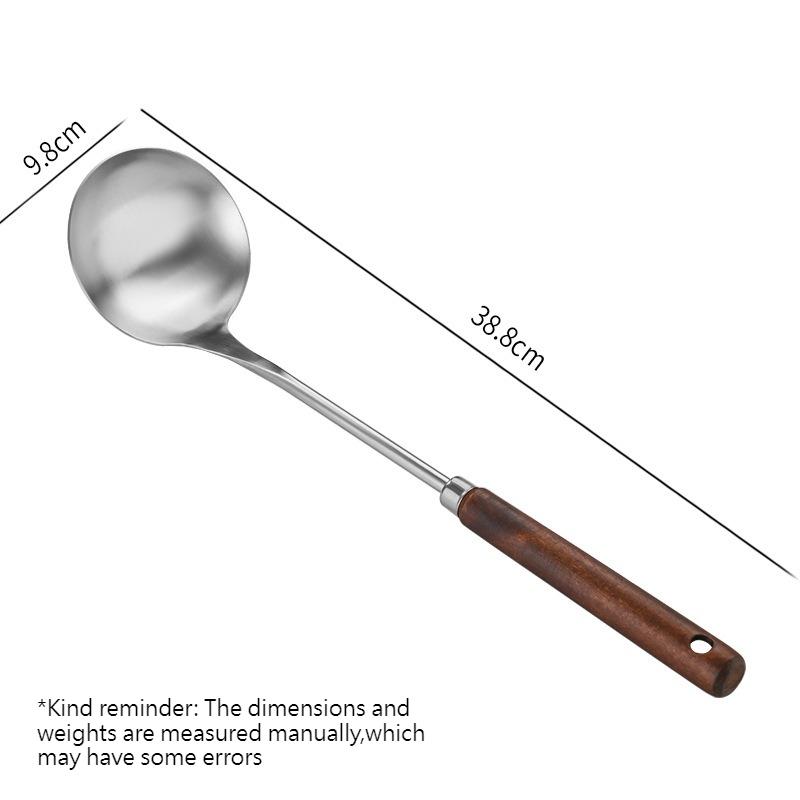 Stainless Steel Soup Spoon Extended Thick Wooden Handle Large Deep Hot Pot Spoon Home Kitchen Cooking Utensils4