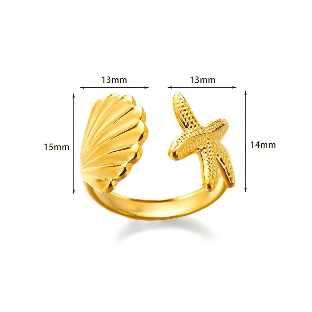 Anelli a Conchiglia in Acciaio Inossidabile 316L per Donne Regolabili Colore Oro Stella Piccola Anelli Aperti Gioielli Femminili Matrimoni Regali Nuovo Trendy