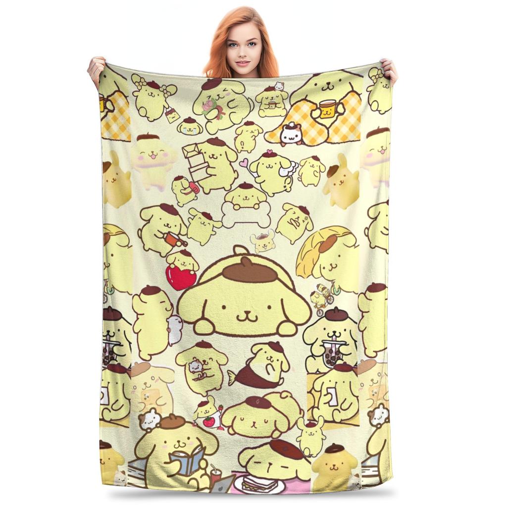 Super Soft Pompompurin Throw Blanket Premium Fleece Flannel Lightweight Bed Blanket Cozy Warm Bedspread All Season Use
