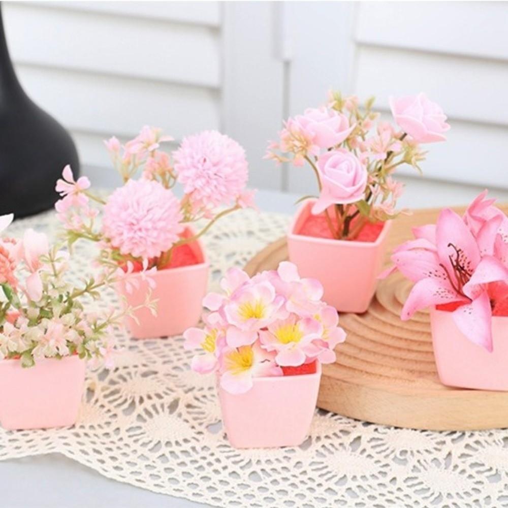 3/6PCS Set New DIY Artificial Potted Plant Mini Plastic Artificial Flower Bonsai Tabletop Landscape Home Display