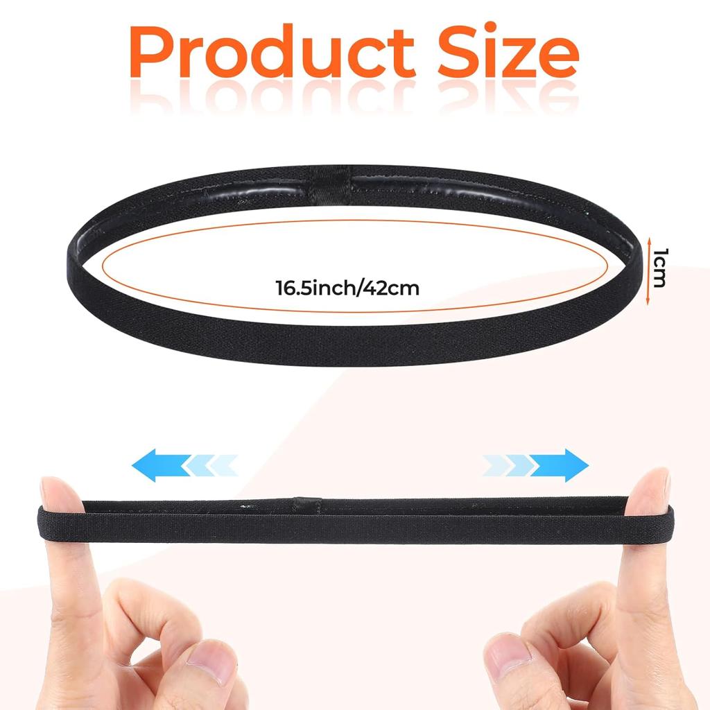 12 Pcs Thin Elastic Headbands Non Slip Sport Sweatbands for Running Soccer Basketball Cycling Workouts Gym Tennis Hiking Volleyb