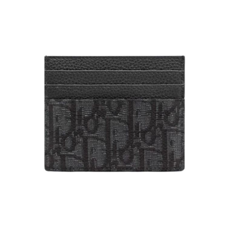 Dior Embroidered Classic Monogram Print Open Card Holder Men Card Holder Black 2ESCH135YSE_H03E