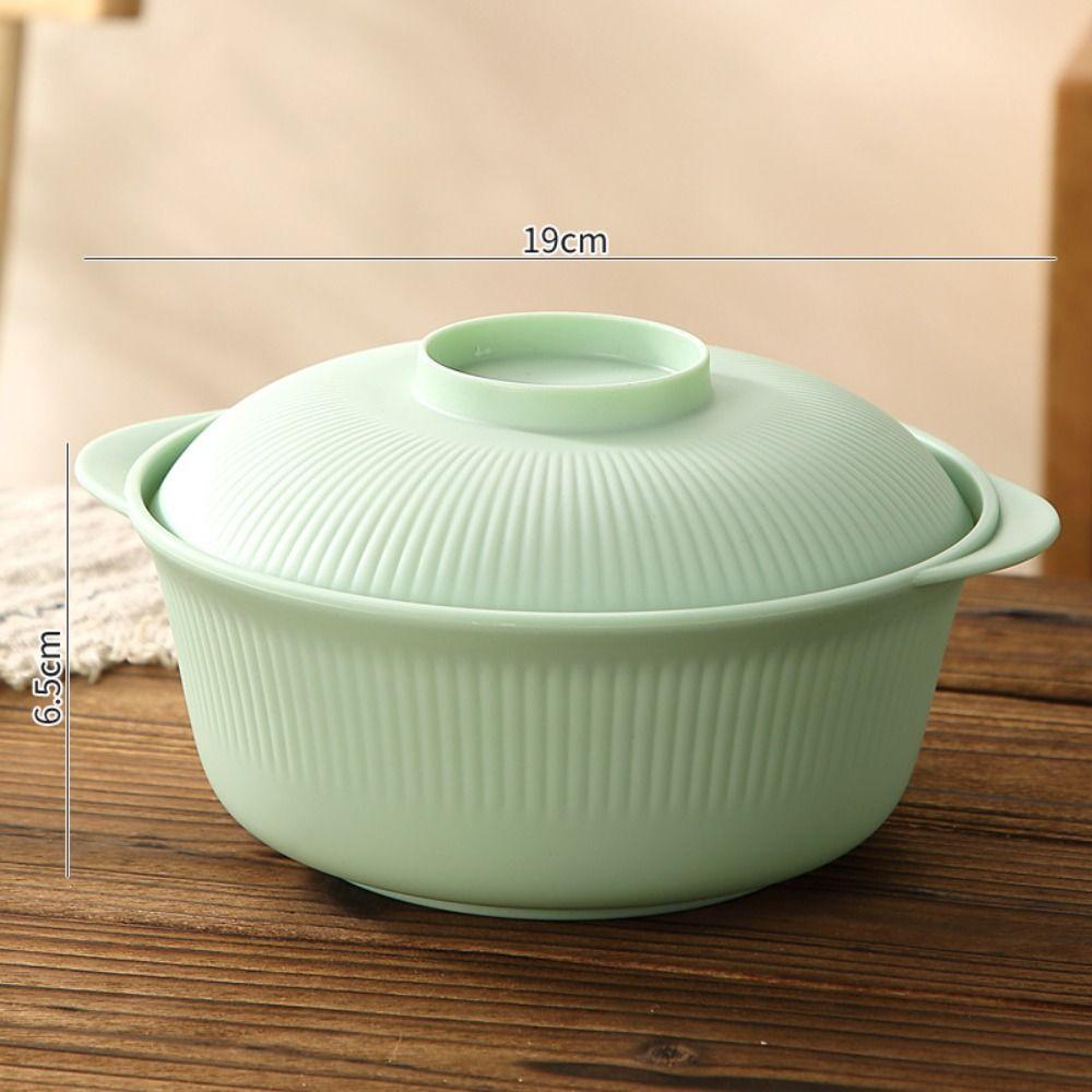 1L Capacity Plastic Rice Bowl with Lids Soup Bowls Durable Instant Noodle Bowls Hot Rice
