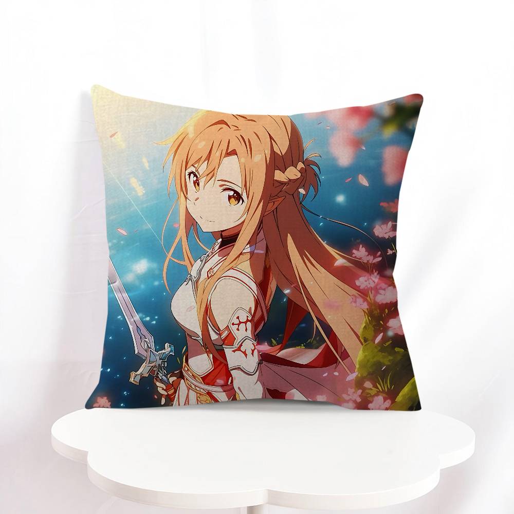 

A-Асуна Мультяшная подушка Подарок Украшение для дома и офиса Спальня Диван Автомобильная наволочка 45x45 16x16Inch