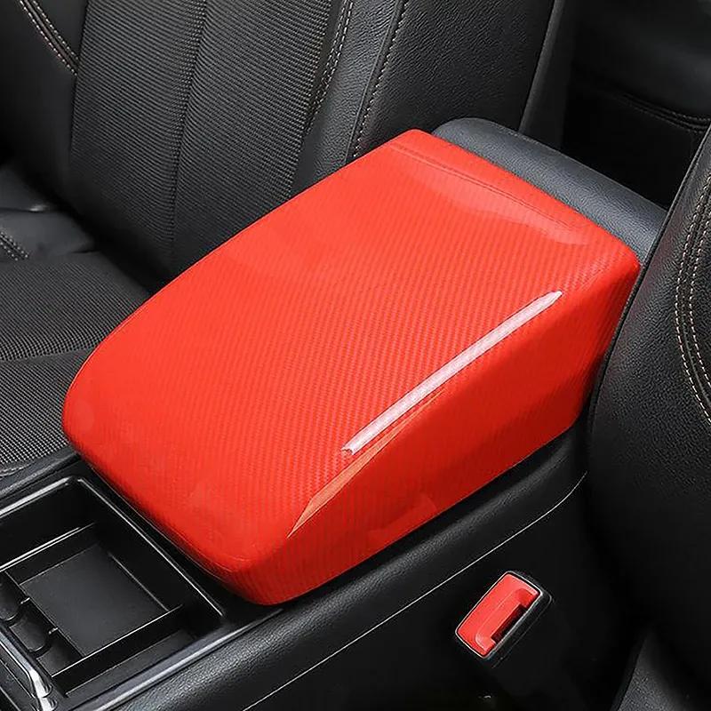 Carbon Red Texture Car LHD Console Armrest Box Panel Cover Sticker For Adui Q5 FY 2018- Decoration Trim Interior Accessories