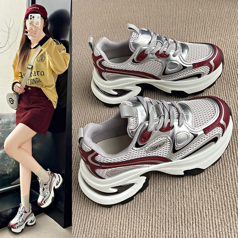 Platform Dad Shoes Summer New Thin Mesh Breathable Mesh Shoes Casual Sports Shoes