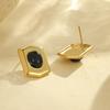 GEMCHIC Women's 18K Gold Plated Stainless Steel Geometric Hexagon Shield Earrings Vintage Fashion Personality Earrings