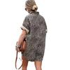 Printed Holiday Lapel Shirt and Shorts Jumpsuit for Women