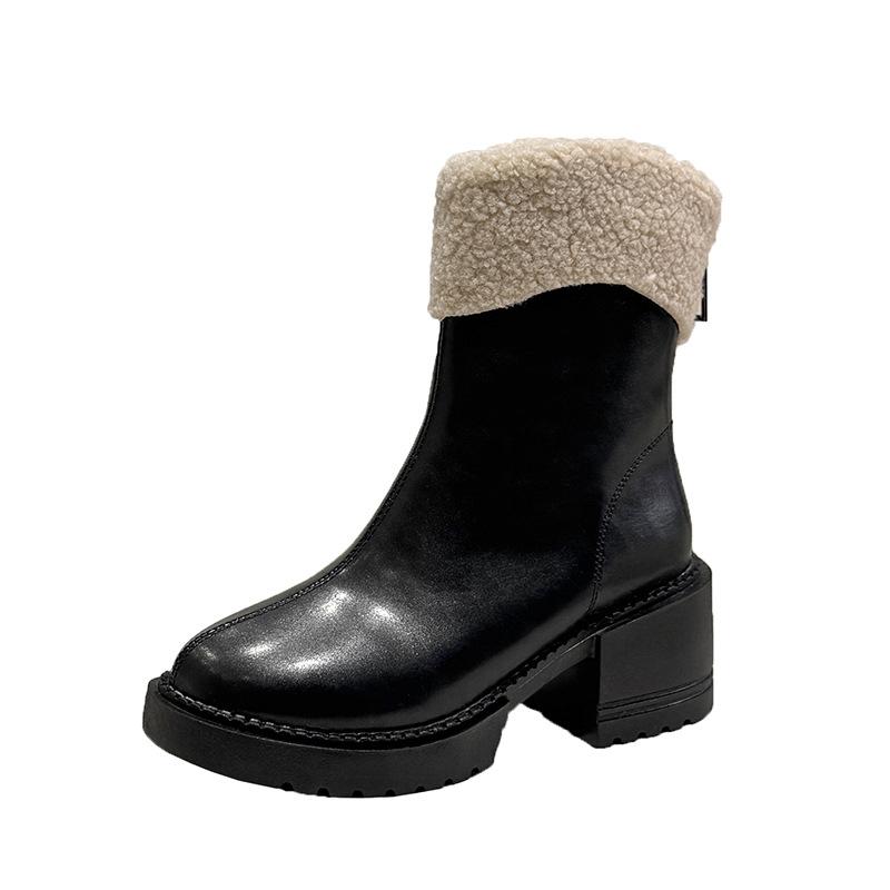 Damen Leichte Bequeme Kalte Warme Gefütterte Schneestiefel Rutschfest Strapazierfähig Outdoor Freizeit Sport Leder Wasserdicht Baumwollstiefel