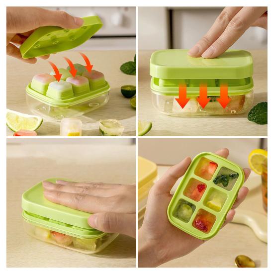 Silicone Ice Cube Tray with Lid Easy Release Mini Square Ice Mold for Freezer BPA-Free Stackable Ice Cube Maker Home Bar Essential