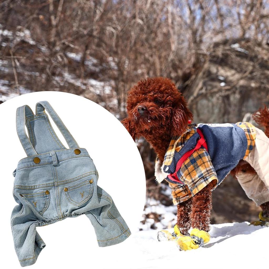 Dog Denim Overalls, Puppy Cowboy Costumes, Cats Clothes, Jumpsuit,Costume Puppy Jeans Clothes, Pet Jeans Pants for Halloween Pets Parties, XS