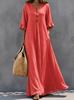 Women's autumn new solid color V-neck dress, fashionable temperament loose pendulum dress
