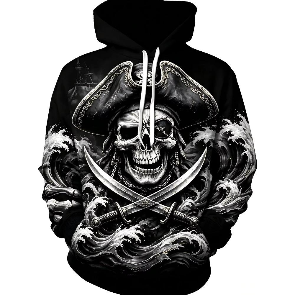 Unisex Halloween American Women's New Autumn Horror Skull Print micro Elastic Comfortable Hooded Sweatshirt Outdoor Street Style Top
