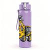 1PC Yellow Excavator Construction Print 750ml Color Plastic Sports Water Bottle Leakproof Flip Straw Lid Suitable for Sports Office Home Use