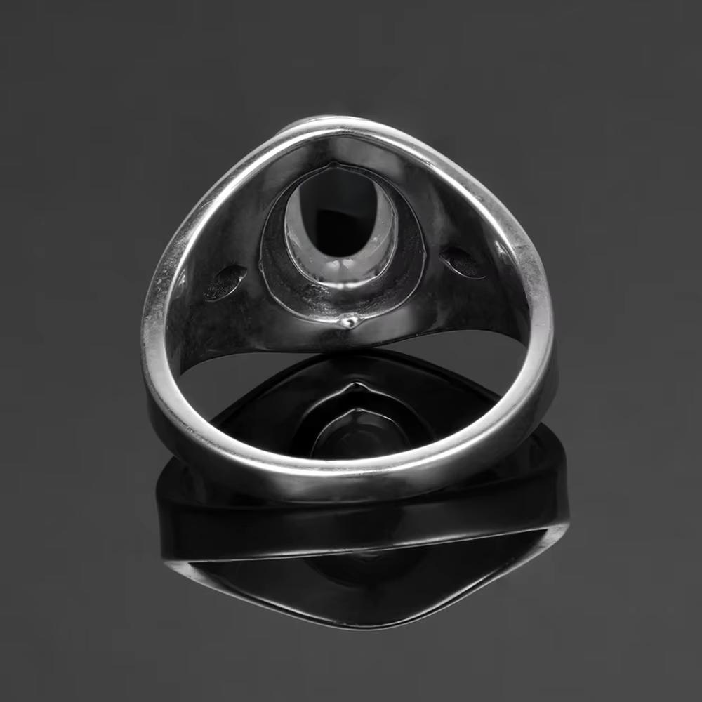 Vintage 925 Sterling Silver Black Onyx Ring Oval Shape Natural Stone Certified Fine Jewerly Retro Silver Rings for Women Men
