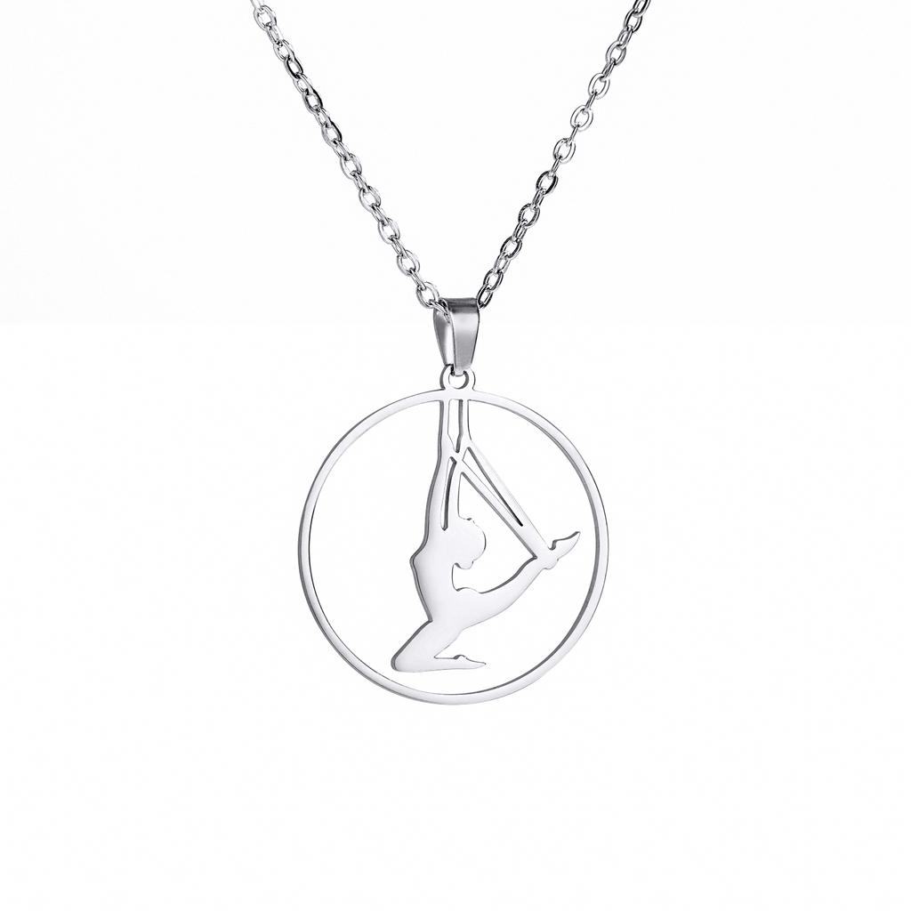 Dreamtimes Gymnastik Halskette Edelstahl Sport Tanz Gerätturnen Eiskunstlauf Athlet Schmuck Anhänger Geschenk für Frauen