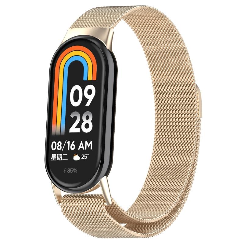 Suitable for Mi-Band 8 Smartwatch Adjustable-Band Strap Stainless Steel Wristband Bracelet Wear-resistance Milanese-Loop