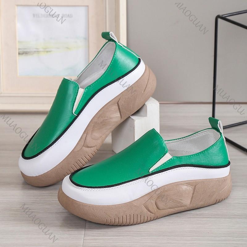 Fashion Women Fashion Loafers Slip-On Vulcanized Shoes Casual Wedge Heel Lightweight Woman Sneakers Thick Bottom Round Toe Sneaker Shoes