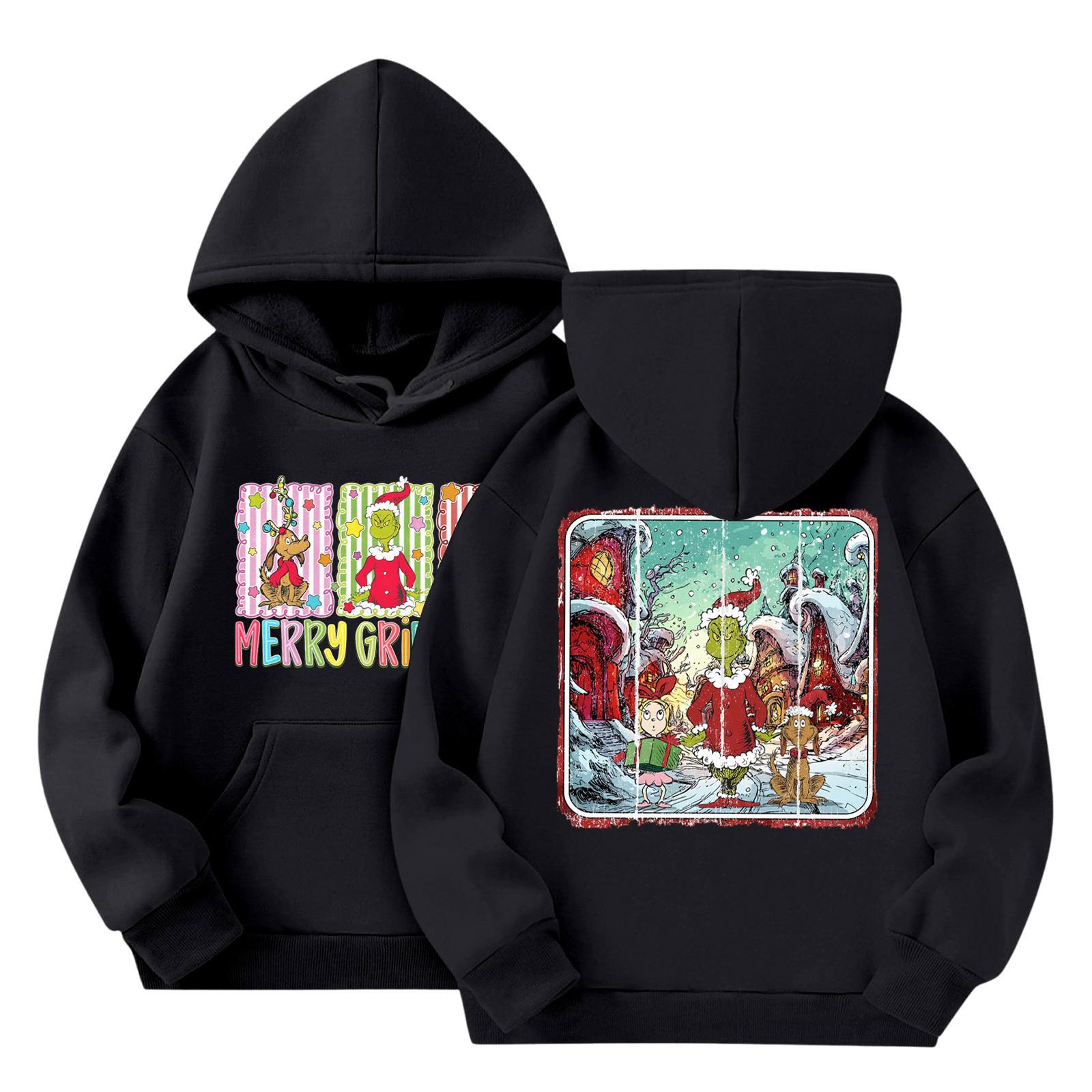 

Детская мода Легкий пуловер с длинным рукавом с карманами Толстовка с принтом 100 чёрный