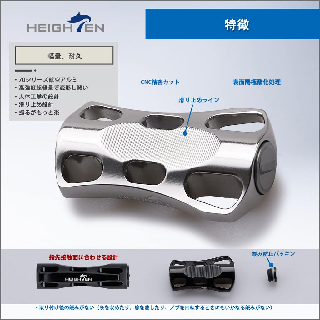 HEIGHTEN 22mm Reel Handle Knob for Shimano and Daiwa Wave Series A and Type (Type S) (Gunmetal) (636)