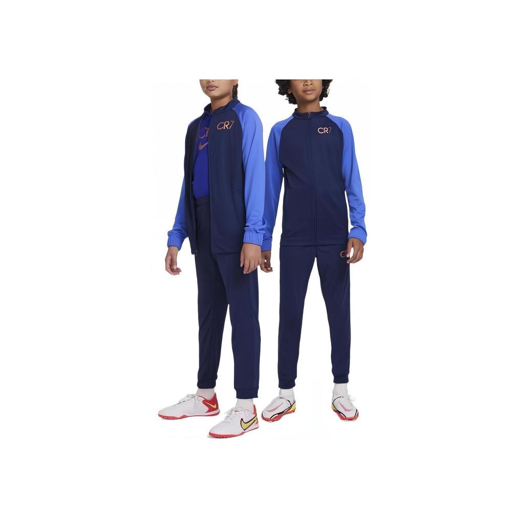 Nike Casual Sports Suit Color Block Letter Print Zipper Midnight Blue Kids suit DV3120-410