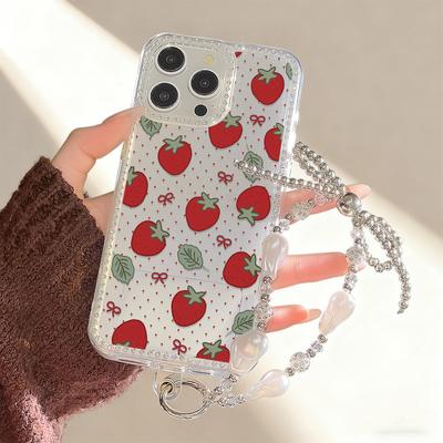 Armbandkette Handyhülle Für iPhone 17 16 15 13 14 für 17Air 17 12 14 16 Pro 17 14 16 Pro Max Funkelnder Diamant Niedliches Muster Hartschale Mit Trageband