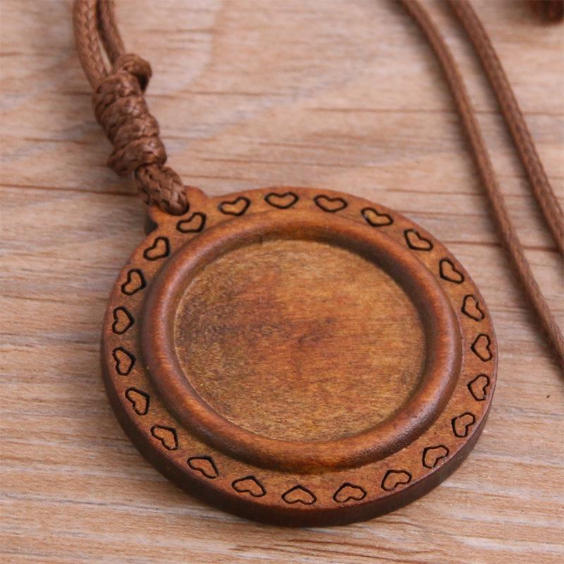 

Ожерелье-кулон 13 стилей DIY с полым Камнем времени и кружевной деревянной основой