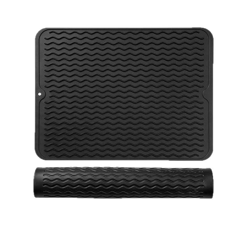 Silicone Dish Drying Mat Heat Resistant Drying Mat for Kitchen Counter Sink Refrigerator Drawer Liner Kitchen Drying Mat