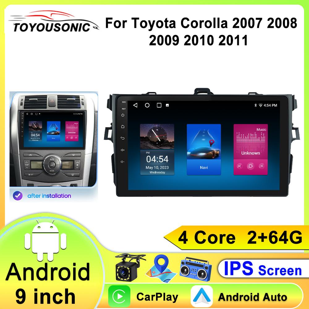 Android 13 2Din Car Radio Multimedia Video Player for Toyota Corolla 2007-2011 Navigation Carplay Stereo Head Unit 9" Autoradio