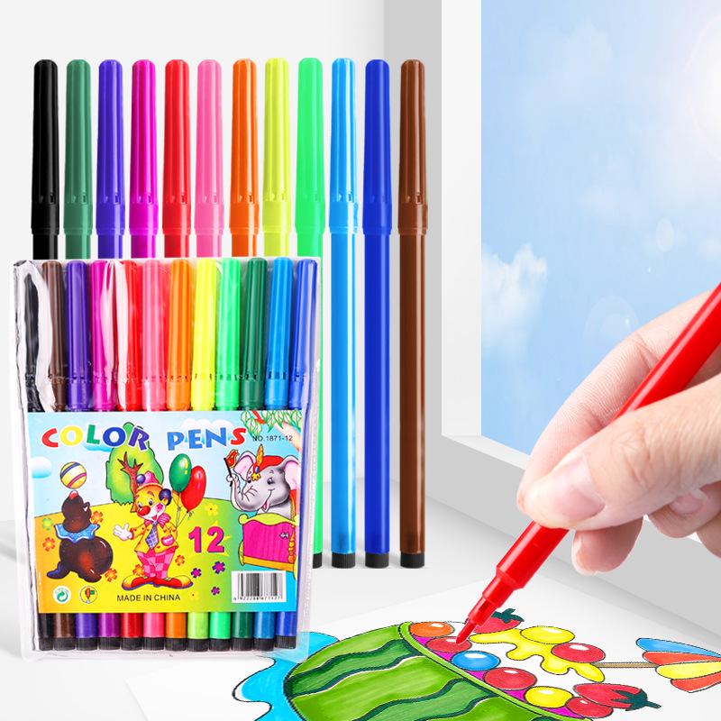 24-Color Washable Water-Soluble Watercolor Pen Set for Kids and Kindergarten Students