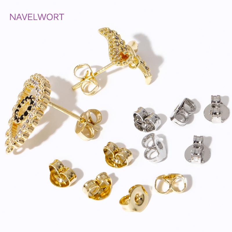 50/100Pcs 14K Gold Plate Brass Earing Back Stopper Butterfly Earing Plug For Jewelry Making DIY Earring Jewelry Accessories