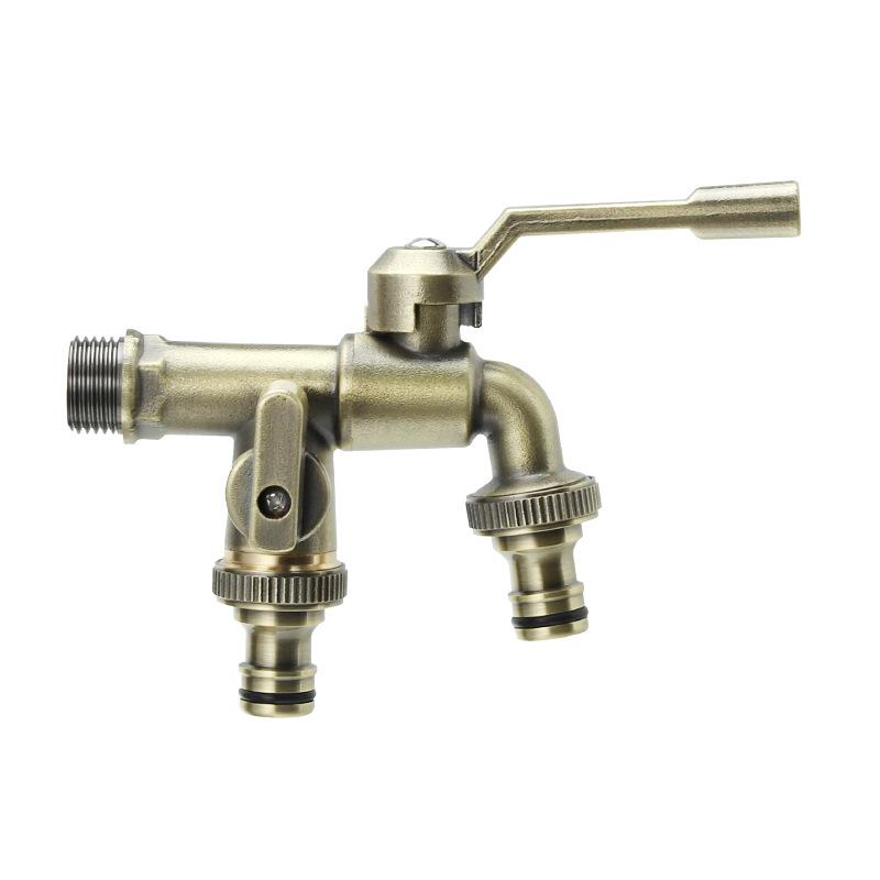Anti-Freezing Dual Outlet All-Copper Bronze Faucet for Garden/Balcony