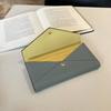 Genuine Leather Wallet. First Layer Cowhide Lychee Pattern Envelopes Spliced With Contrasting Colors. Long Three-fold Wallet
