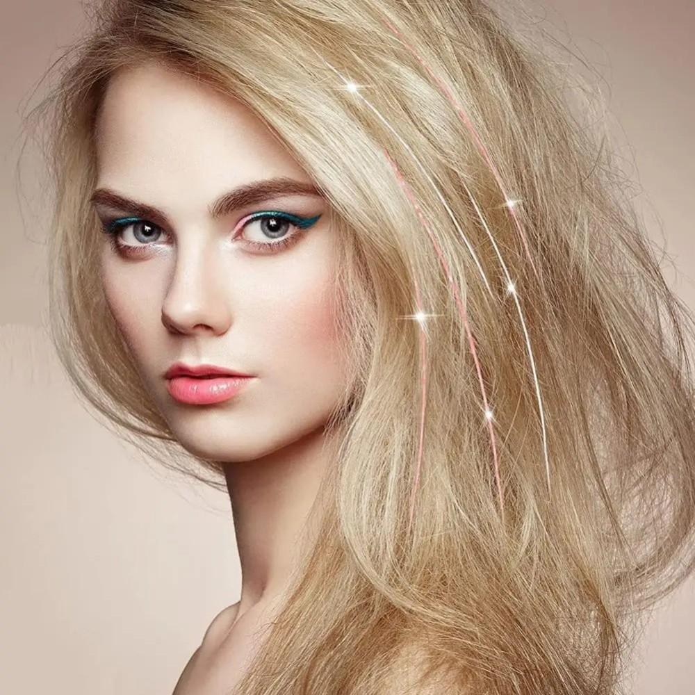 Highlights Clip Clip in Hair Extensions Fairy Hair Colored Hair Highlights Shiny Synthetic Hair Tinsel