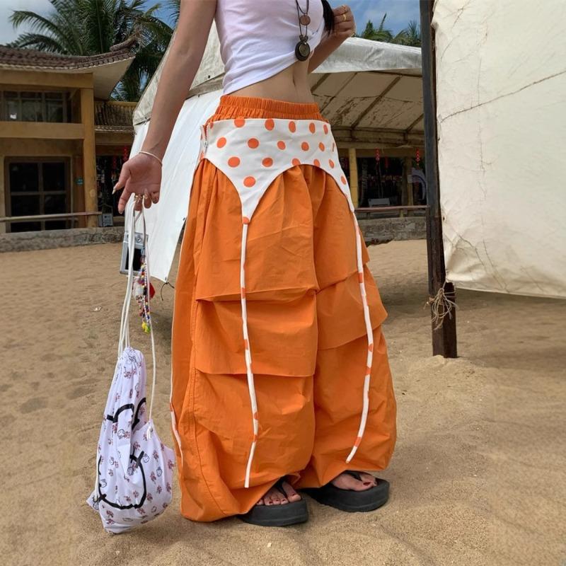 Summer West Coast Orange Stacked Loose Overalls Women's Spice Girls Versatile Drape Casual Wide Leg Pants