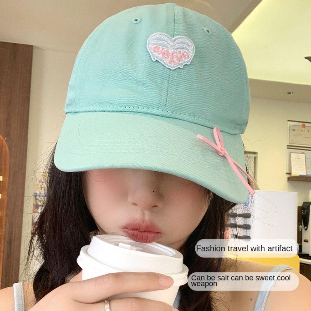 Cotton Love Heart Baseball Cap Embroidery Peaked Cap Fashion Sun Hat  Sports